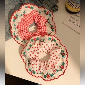 NEW Charming Floral & Polka Dot Christmas Hair Scrunchies